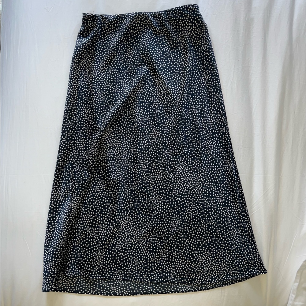Loft Satin Polka Dot Midi Skirt